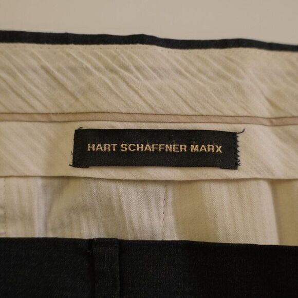 Hart Schaffner Marx Wool Charcoal‎ Gray Pleated Cuff High Rise Dress Pants 39/31 - Picture 5 of 7